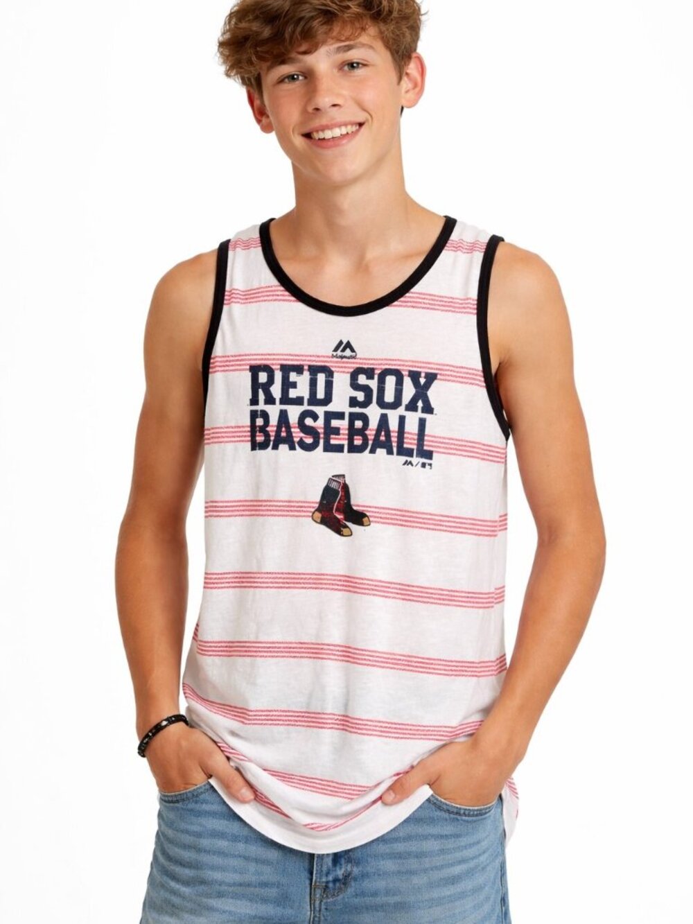 Boston Red Sox Boy's Boys Ringer Tank Top Size 18 NWT